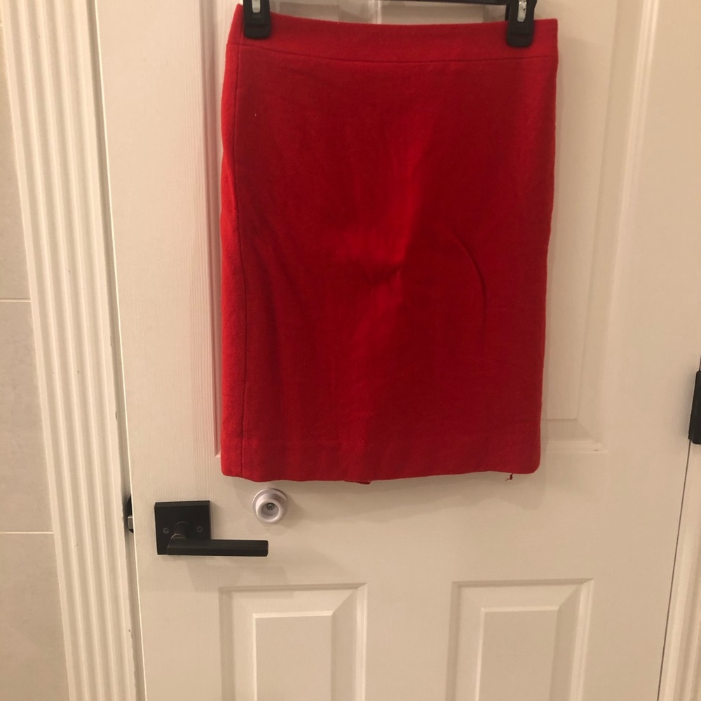 Jcrew red wool pencil skirt with lining